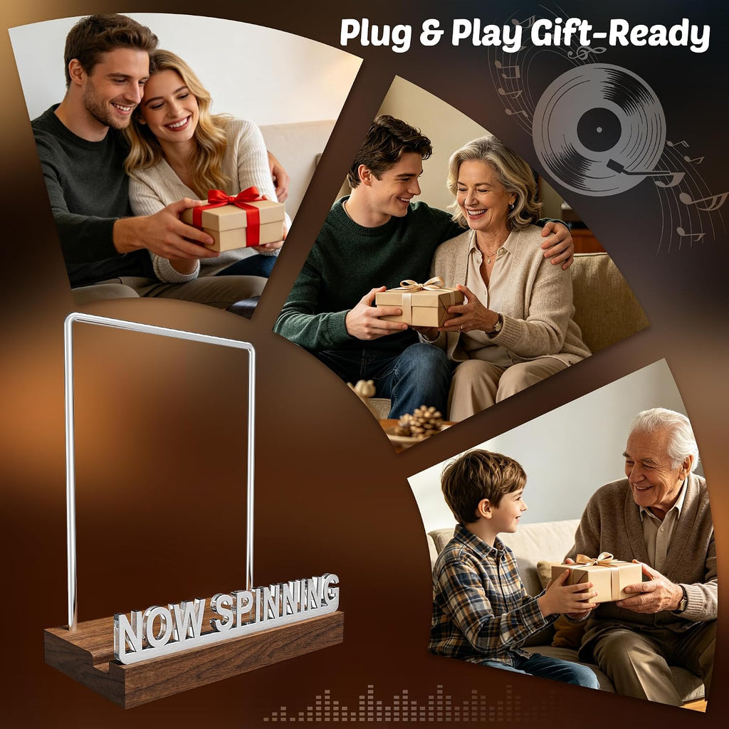 Vinyl Reord Stand with Adjustable Warm White Lights,Album Display Holder with Fingerprint-Proof Acrylic Letters for Room Décor,Gift for Album, LP Lovers