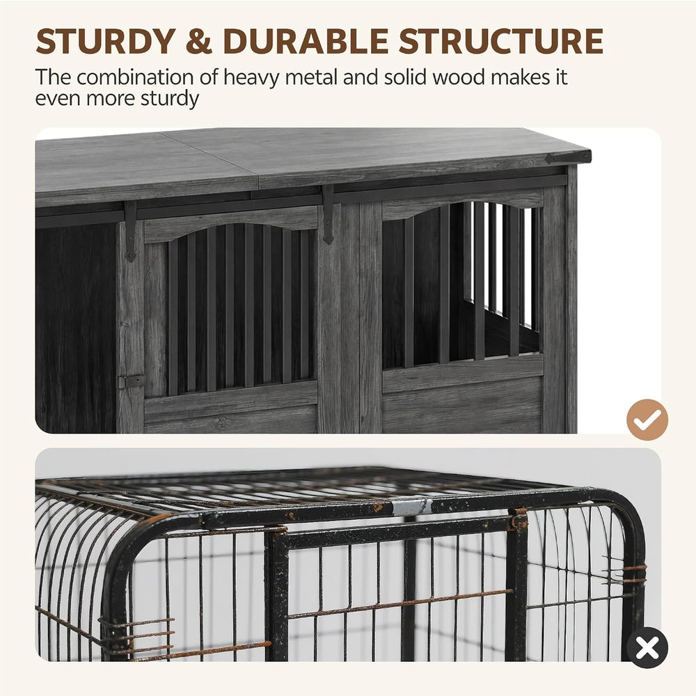 Homiflex 53 Inch Wooden Dog Crate Furniture Heavy Duty Dog Kennel Furniture w...