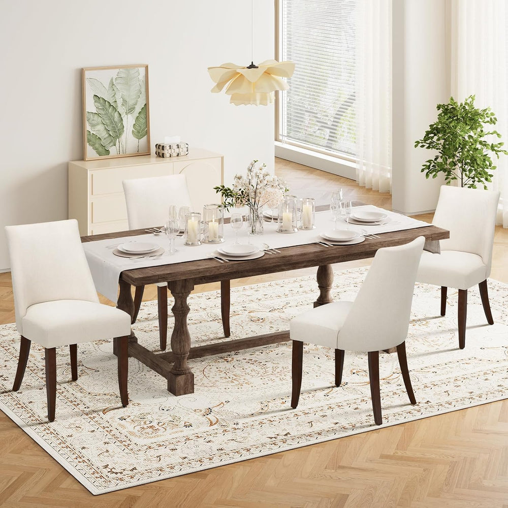 COLAMY Upholstered Modern Dining Room Chairs Set of 6, Beige