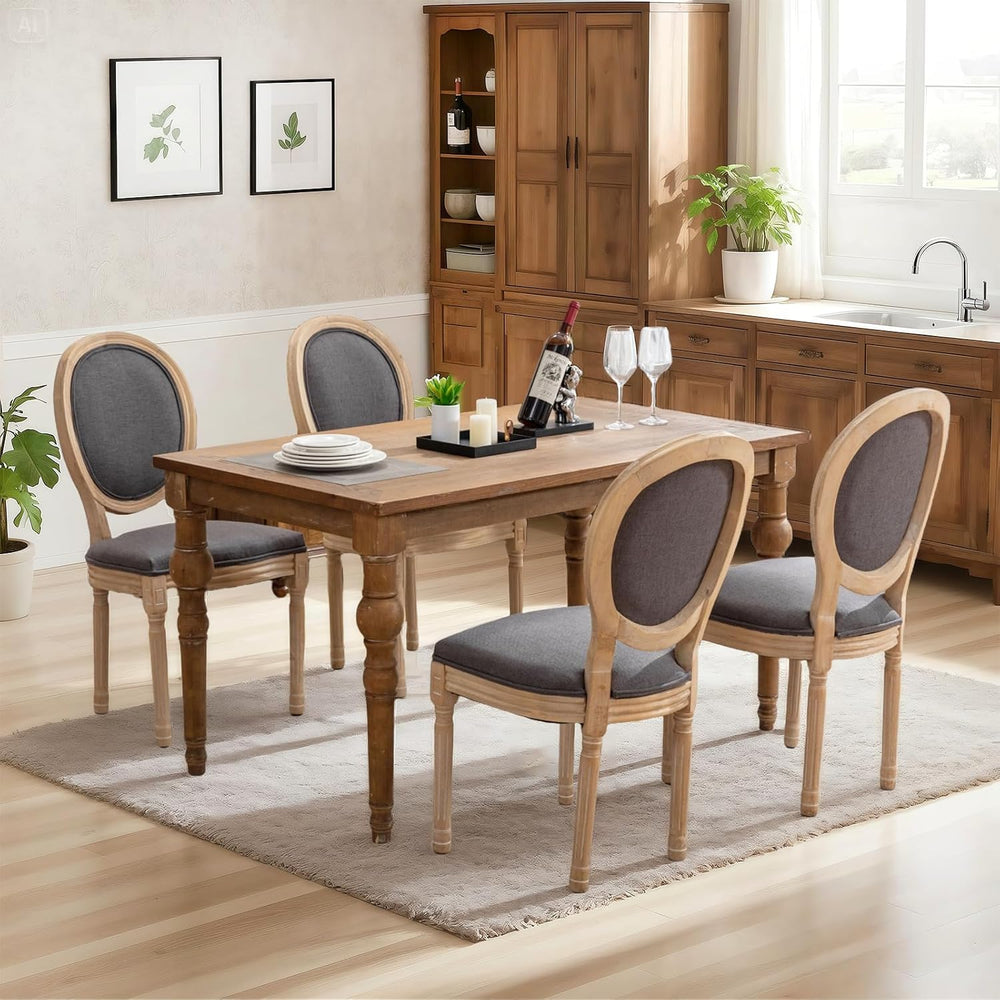 French Country Dining Chairs Set of 4, Upholstered Dining Room Chairs with Ro...