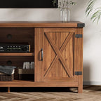JUMMICO TV Stand, 65 Inch TV Farmhouse Entertainment Center with Double Barn Doors and Storage Cabinets, Console TV Table Media for Living Room, Bedroom (Walnut)