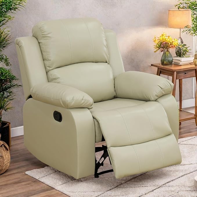 Power Recliner Chair, Leather Recliners with Home Theater Seating, Oversized Single Electric Recliner Sofa Breathable Living Room Chairs for Adults Reading Gaming, Khaki