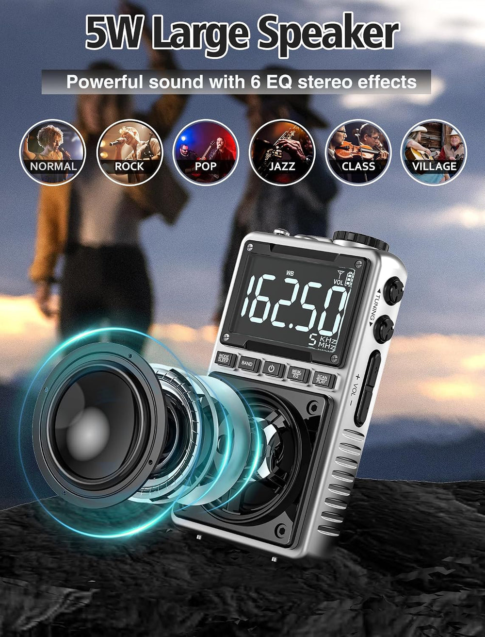 AM FM Shortwave Radio with NOAA Weather Alert,1250mAh Rechargeable