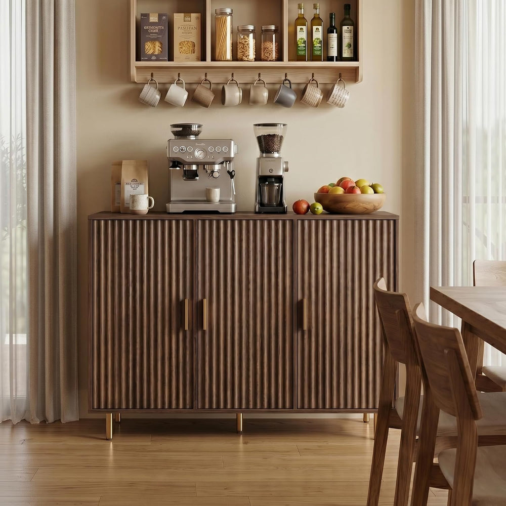 DIYART Rustic Brown Sideboard Buffet Cabinet, Accent Coffee Bar Cabinet with ...