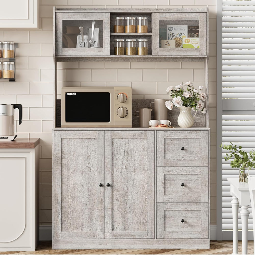 67'' Tall Kitchen Pantry Cabinet with Microwave Shelf, Sideboard Hutc...