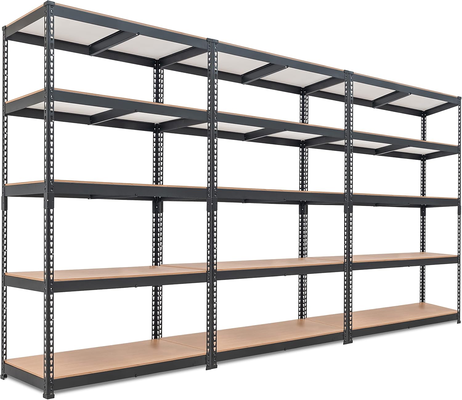 HOMEDANT 5-Tier Laminated Boltless Heavy Duty Metal Shelving Unit Adjustable Garage Storage Utility Rack Shelves Organization Multipurpose Shelf Warehouse Industrial (3, (L) 39.8" W, Black)