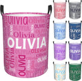 Custom Name Laundry Hamper, Personalized Laundry Basket with Name for Boys Girls Kids Men Women, Customized Name Dirty Clothes Basket Gifts for Clothes Toy Bathroom Bedroom Laundry Room Dorm