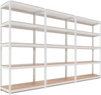 HOMEDANT 5 Tier Storage Shelves Adjustable Laminated Boltless Garage Metal Shelving Unit Heavy Duty Utility Rack Shelf Warehouse Pantry Closet Kitchen (3, (M) 35.9" W, White)