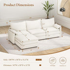 Vesgantti 108" Modular Sectional Sofa, Comfy Cloud Couch with Movable Ottoman Deep Seat Chenille L Shaped Modular Sofa, Sectional Couches for Living Room, Bedroom and Apartment, Snow White