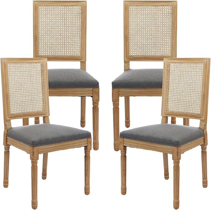 French Country Dining Chairs Set of 4, Grey Kitchen & Dining Room Chairs ...