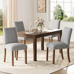 Dining Chairs Set of 4, Modern Dining Room Chairs with Wooden Legs, Upholstered Kitchen Farmhouse Parsons Chairs for Restaurant & Cafe- Gray