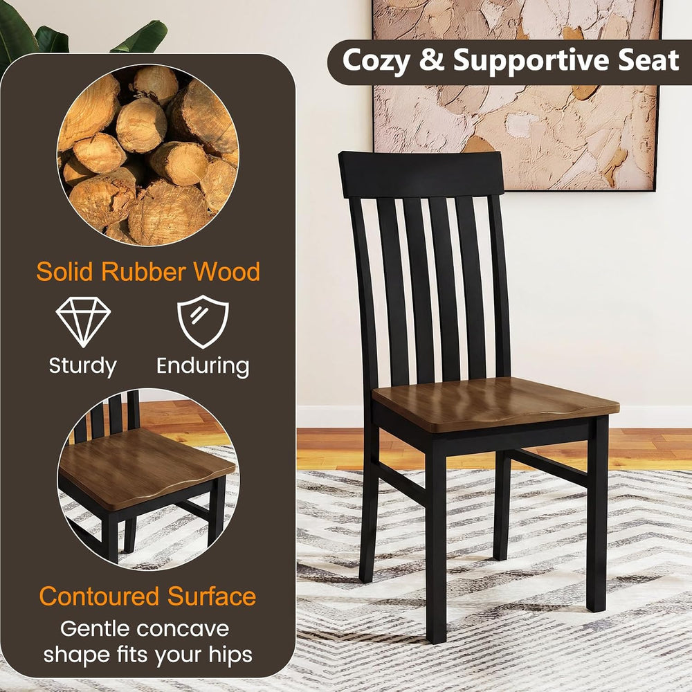 GIANTEX Wooden Dining Chairs Set of 4, Hollowed Backrest & Rubber Wood Se...