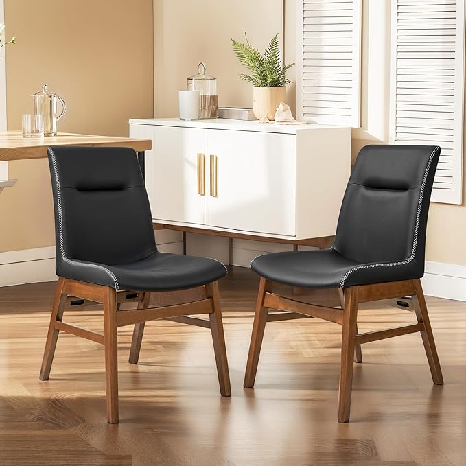 SyMax Dining Chairs Set of 2, Faux Leather Dining Room Chairs with Stitched E...