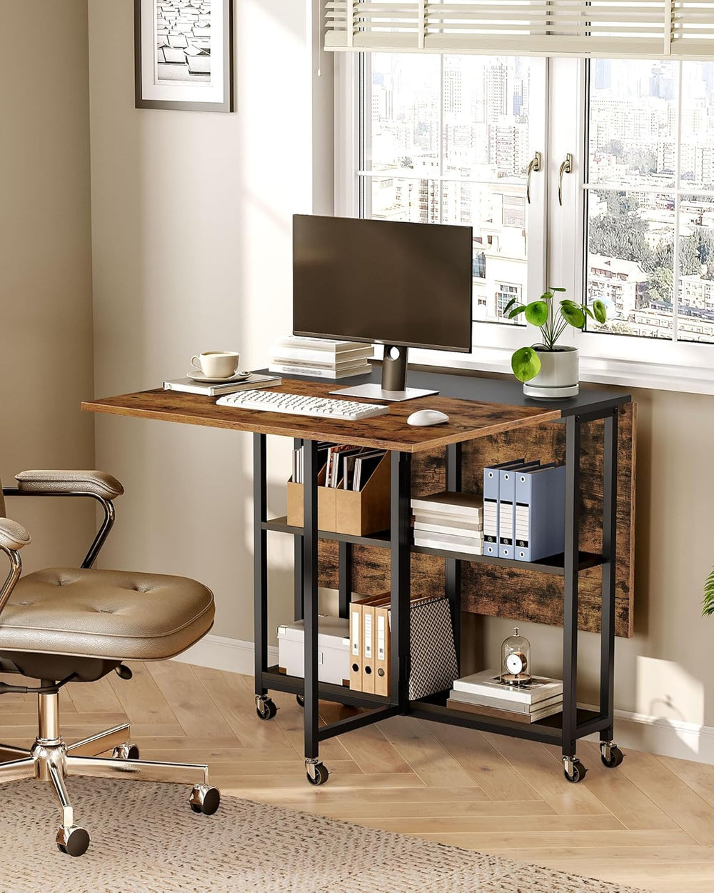 CHOEZON Folding Dining Table, Movable Dining Table, Expandable Kitchen Table,...