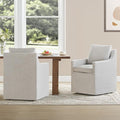 Upholstered Dining Chairs Set of 2, Modern Dining Room Chairs with Casters & Washable Cover, Rolling Accent Chair with Comfy Backrest for Kitchen, Farmhouse, Living Room, Cream Beige, 2 Box