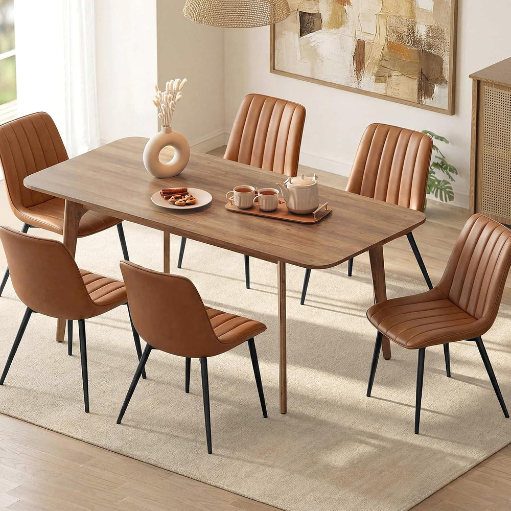 VASAGLE Dining Chairs Set of 6, Upholstered Kitchen Chairs, PU Leather