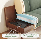 Vesgantti 68" Loveseat Sofa with Movable Ottoman, Comfy Corduroy Couch with Spring Cushion, Sofa Couch with Solid Wood, Modern Office Sofa with Deep Seat for Living Room and Bedroom, Green