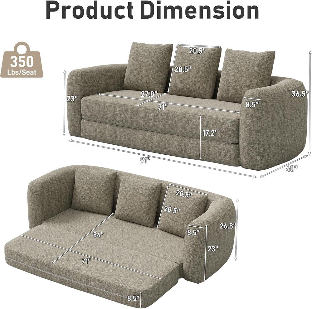 Curved Convertible Futon Sofa Bed,Modern Sleeper Couch,Curved Modern 3 Seater...