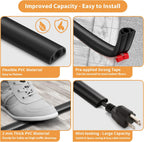 5ft Cord Cover Floor for Extension Cords, Floor Cable Cover, Self-adhesive Wire Cover to Protect Cables & Prevent Tripping, PVC Cord Hider Floor Cord Protector, Internal Channel Diameter: 0.39", Black