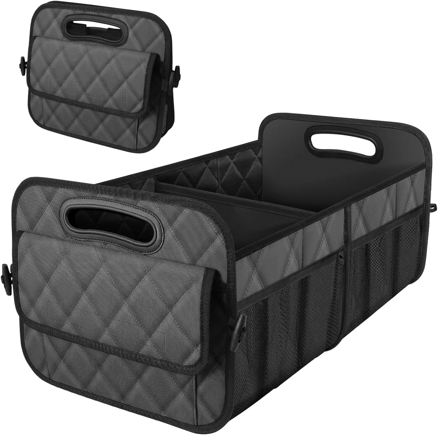 Deosk Car Trunk Organizer for SUV, Car Organizers and Storage with 6 Pocket, Car Accessories for Women/Men 50L Waterproof Polyester Trunk Organizer(Medium,Charcoal)