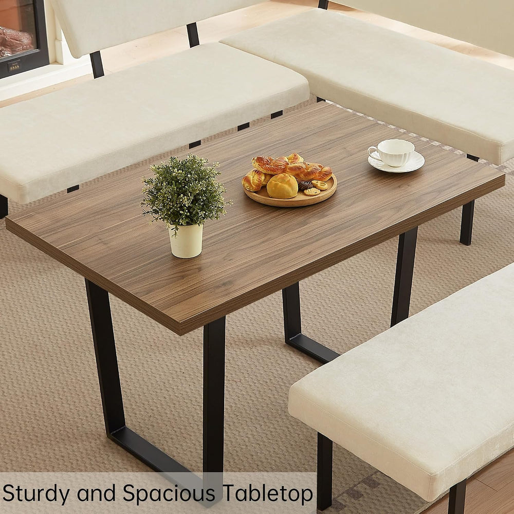 HIPIHOM 3-Piece Corner Dining Table Set with Bench, 67 Inch Space-Saving Brea...