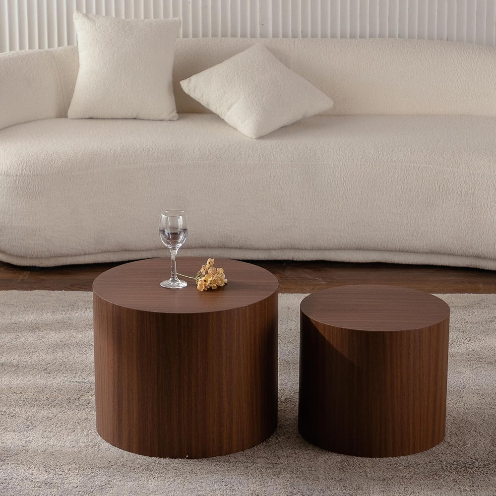 Nesting Coffee Table Set of 2, Round 18.9" Coffee Tables & 14.96&quo...