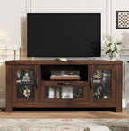 Garvee Farmhouse TV Stand for 55 Inch TV, Entertainment Center with Acrylic Door & Adjustable Shelves, Sideboard Buffet Storage Cabinet for Living Room Bedroom, Rustic Brown
