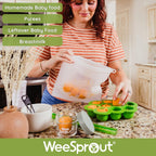 WeeSprout Silicone Freezer Tray with Clip on Lid Perfect Food Storage Container for Homemade Baby Food, Vegetable, Fruit Purees, and Breast Milk (Bright Purple, Ten 1.5 Ounce Sections)