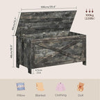 39.4" Toy Chest, Sturdy Entryway Storage Chest with Safety Hinges, Retro Toy Box, Wooden Look Accent Furniture for Living Room, Bedroom, Vintage Gray SCRP48101