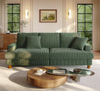Welzona 87.2" Couches for Living Room, Comfy Green Couch 7.5" Extra Thick Cushion, Sofas for Living Room Tool-Free Setup, Loveseat Sofa 848lbs Support, Corduroy Couch for Bedroom, Apartment, Office