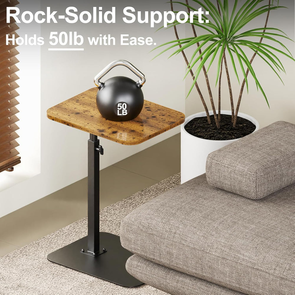 TV Tray Table Adjustable Height Swivel Couch Table with Heavy Metal Base | Sl...