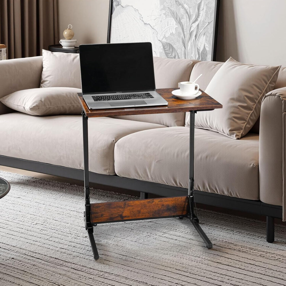 VEVOR C Table, Folding C Shaped End Table with Metal Frame & Adjustable F...