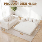 Convertible Sofa Bed,3 Seater Couch Futon Sleeper Sofa with Removable Armrests Backrest,Corduroy Folding Floor Boneless Couch for Living Room,Small Space,Beige