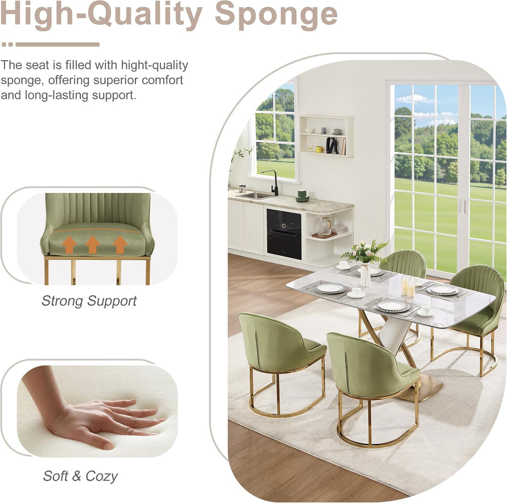 Velvet Dining Chairs Set of 2, Upholstered Dining Room Chairs with Silver Met...
