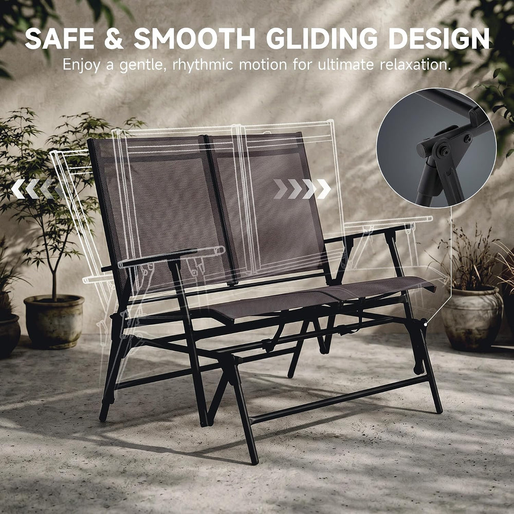 Zedachica 2-Person Outdoor Glider Bench No Assembly Required, Glider Loveseat...