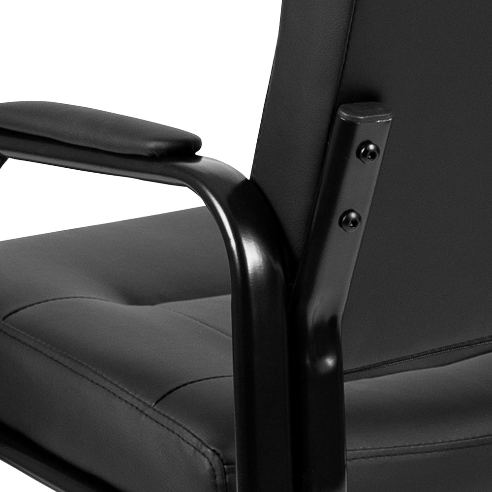 Flash Fundamentals Black LeatherSoft Executive Reception Chair with Black Met...