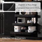 SOFTSEA Kitchen Pantry Cabinet with 6 Door Shelves and 2 Drawers, Farmhouse Embossed Texture Cupboard Cabinet with 3 Pull Out Organizers, Kitchen Hutch for Dining Room Living Room, Black