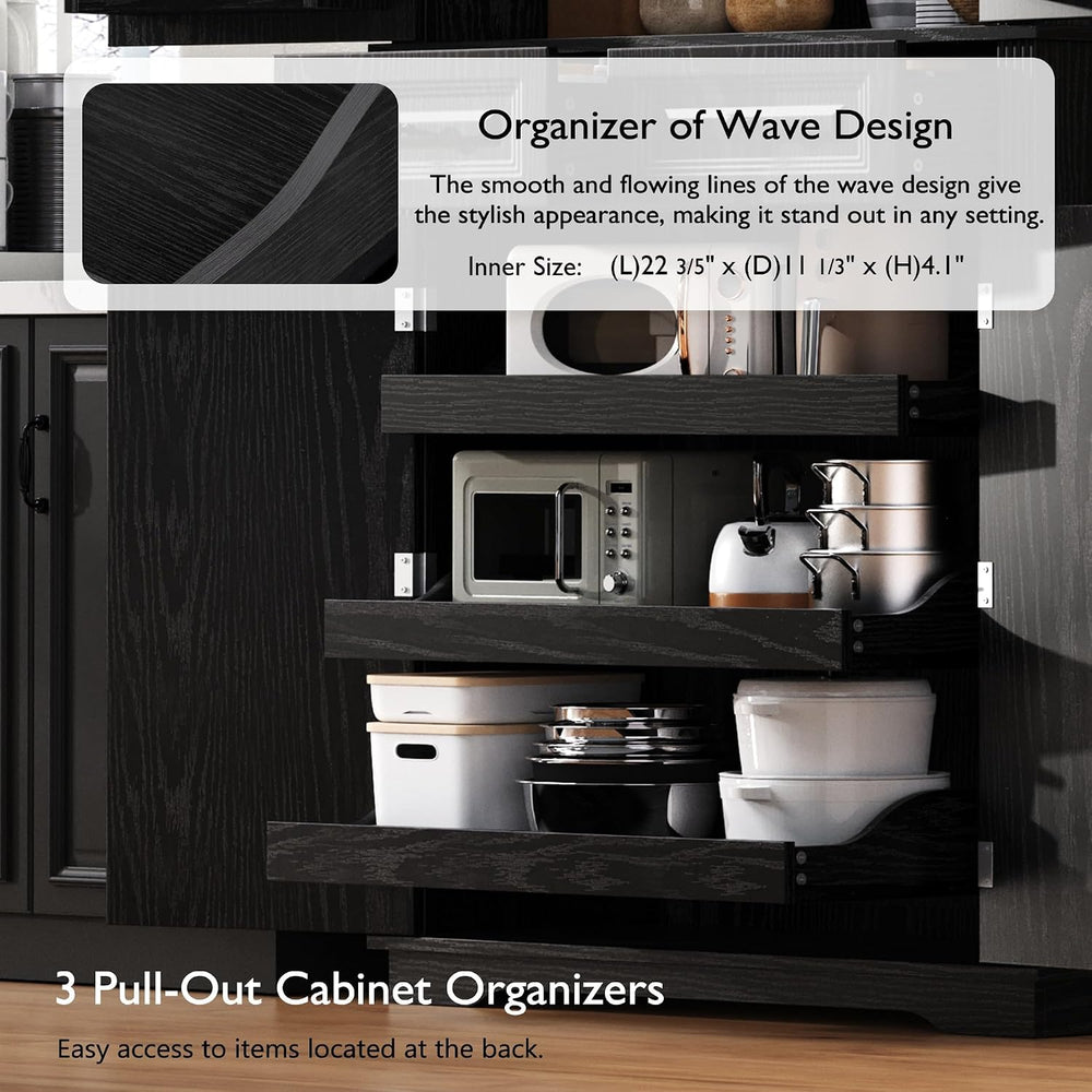 Ball & Cast 71" Farmhouse Kitchen Pantry Cabinet with 3 Pull-Out Org...