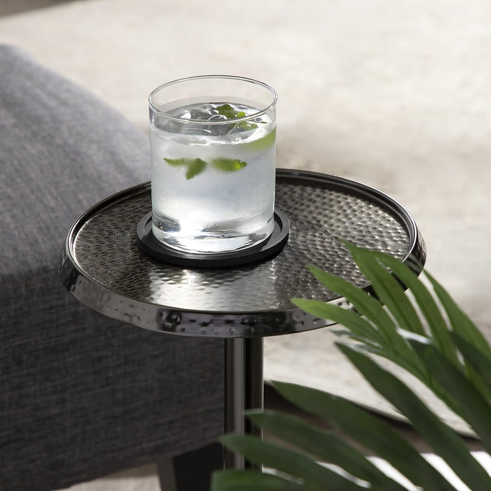 Kate and Laurel Sanzo Modern Pedestal Side Table; 9 x 9 x 23; Pewter; Decorat...