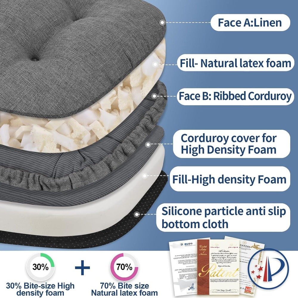 BUYUE Chair Cushions 4 Pack – 2-in-1 Detachable Design = 8 Cushions, Extra Th...