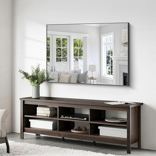 36x48 Inch Black Rectangle Mirrors for Wall, Large Bathroom Mirror for Over Sink, Black Framed Rectangular Mirror for Living Room Bedroom Bathroom, Hangs Horizontally or Vertically
