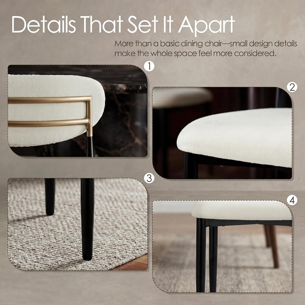 Morden Fort White Set of 2 Armless Upholstered Chenille Dining Chairs with Bl...