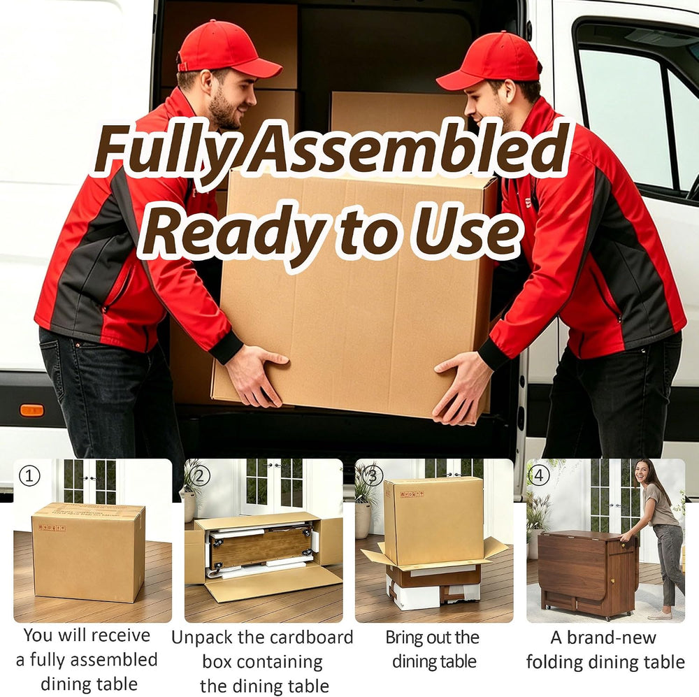Small Drop Leaf Table - Folding Dining Table Set for 6 with 6 Foldable Chairs...