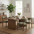 VKNOW Wooden Dining Chairs Set of 4, Modern Upholstered Dining Room Chairs with Walnut Wood Legs and Curved Backrest, Fabric Kitchen Chairs for Farmhouse/Living Room/Dining Room, Green
