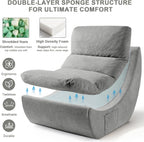 Set of 2 Giant Bean Bag Chairs for Adults, Boneless Lounge Chair, Togo Sofa, Fireside Chair, Anti Cat Scratch Fabric with Machine Washable, Single Sofa for Bedroom, Living Room, Reading Corner (Grey)
