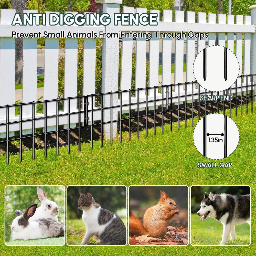 42.5ft (L) x 13in (H) Garden Fence Animal Barrier, 30 Panels No Dig Fence for...