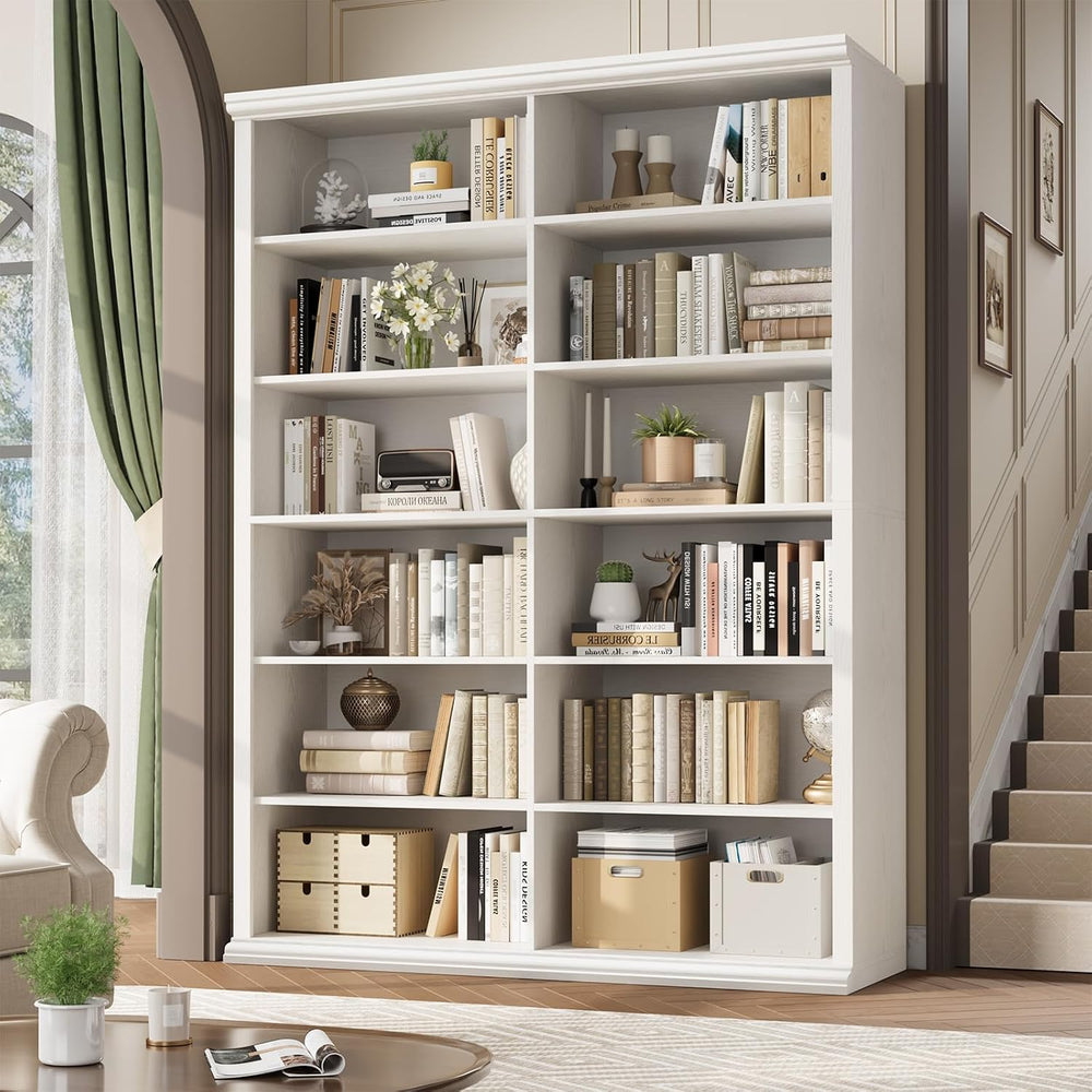 Rresyet 71.8" L x 47.2" W Wooden Bookcase and Bookshelf