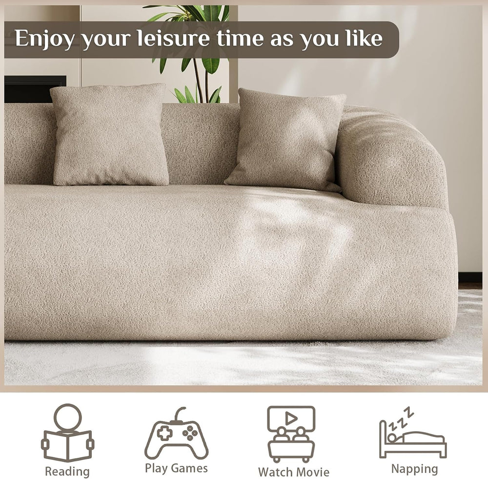 91" Couch,Cloud Couch,Chenille Curved Sofa with 3 Seater and 3 Pillows, ...
