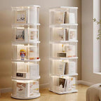 Rotating Bookshelf Tower, 360-Degree rotating bookshelves , Small-Space Corner Spinning Bookshelf , Revolving Bookcase Suitable for Bedrooms, Living Rooms, Studies and Offices (Rectangular，White）