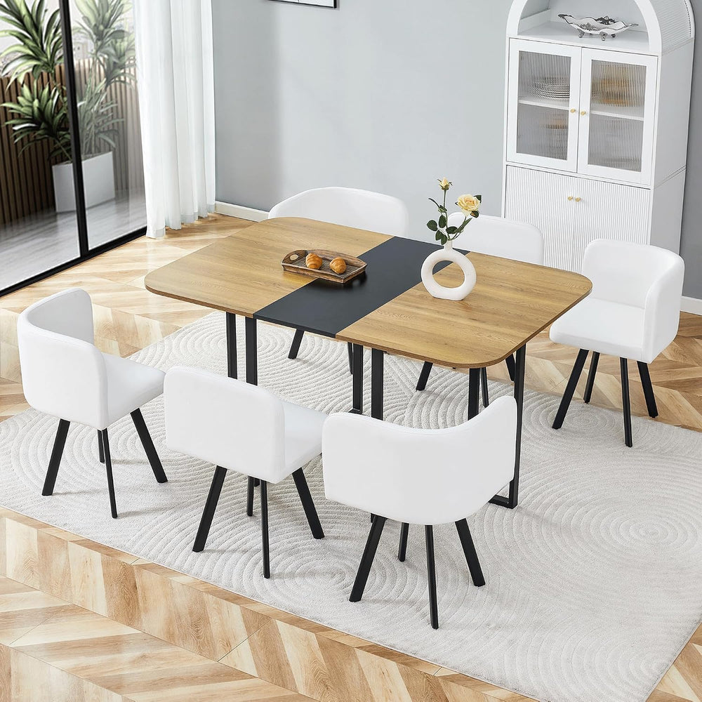 Hommoo 7-Piece Dining Table & Chairs Set for 6, 59” Rectangular Kitchen T...